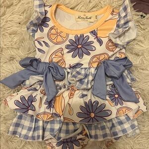 Floral and Citrus Baby Dress with Bows